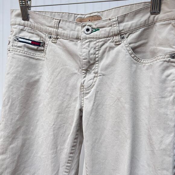 Tommy Jeans Junior's 5 Beige Bootcut Khakis Pants Low Rise Stretch Y2K Style - Picture 5 of 13